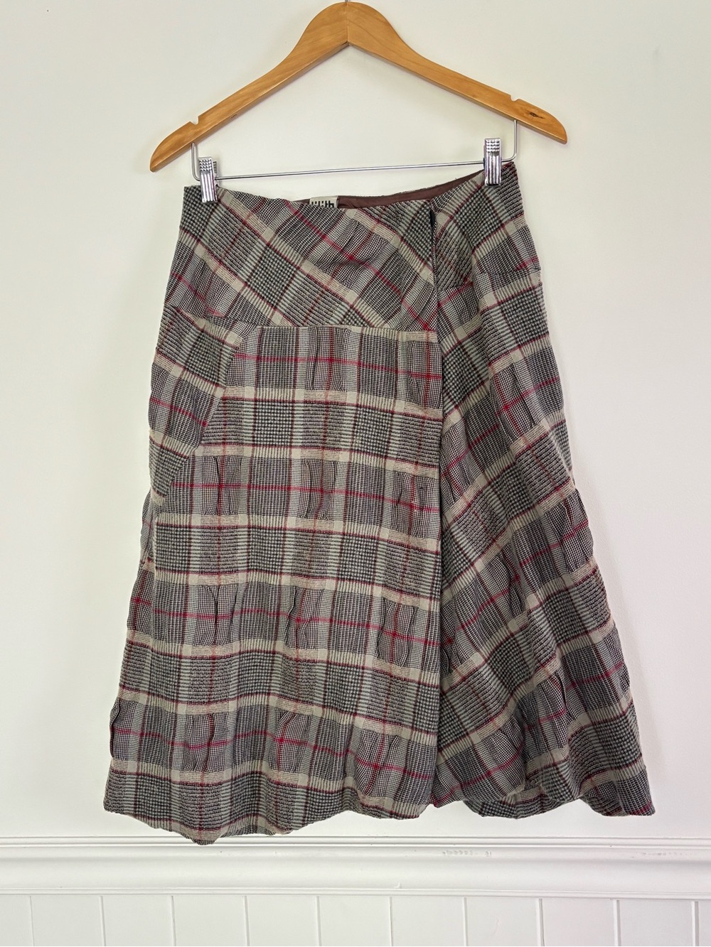 Lilith Vintage Plaid Midi A-Line Skirt Size Small Wool Blend Academia Grunge